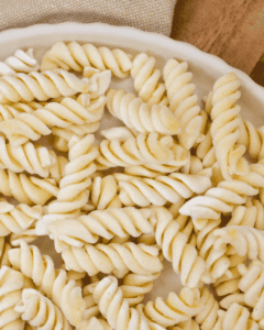 A plate full of IQF frozen Fusilli Pasta.